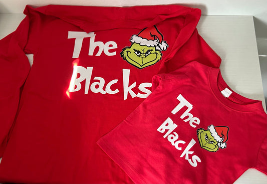 Grinch Christmas Custom Name Tee (Kids)